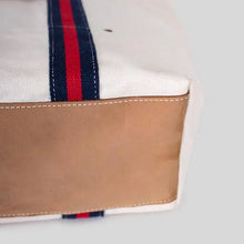 Load image into Gallery viewer, Society Tote Bag with Leather Navy + Red