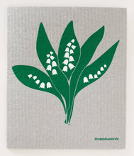 Load image into Gallery viewer, Lily of the Valley on Grey Swedish Dishcloth