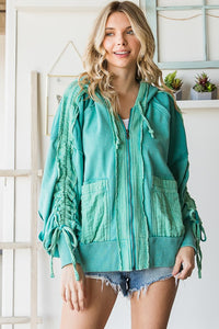 Mineral Washed Cinched Sleeve Jacket