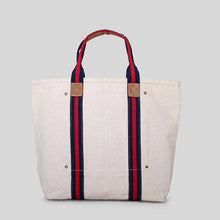Load image into Gallery viewer, Society Tote Bag with Leather Navy + Red