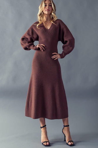Sculpted Knit Dress Brown