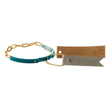 Load image into Gallery viewer, Good Karma Ombre w/Chain Bracelet - Joy & Kindness Turquoise/Gold