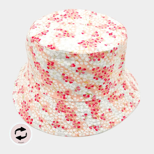 Floral Reversible Bucket Hat Peach