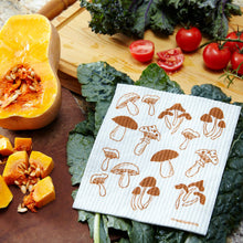 Load image into Gallery viewer, Fungi on White Swedish Dishcloth