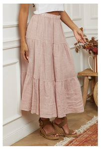 100% Linen Skirt REF. 8348: TOBACCO
