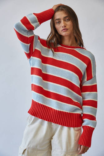 Striped Crew Sweater