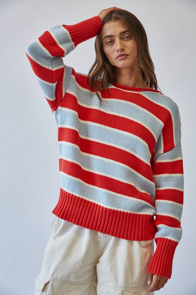 Striped Crew Sweater