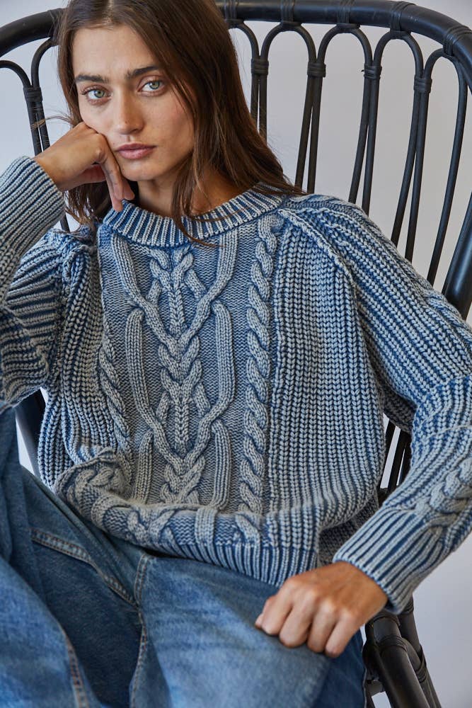 Indigo Cable Knit Sweater