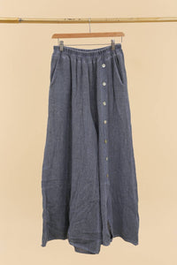 Wide Leg Linen Button Pant