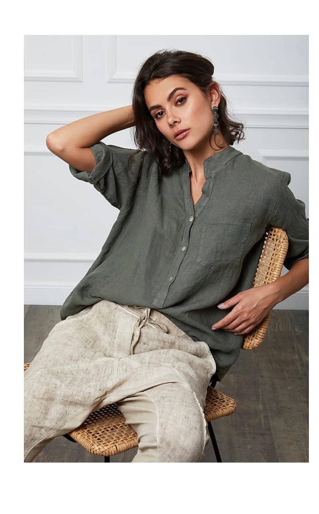 Button Down Linen Blouse