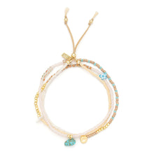 Load image into Gallery viewer, Mixed Media Wrap Bracelet/Necklace - Tranquility/Turquoise/Gold