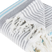 Load image into Gallery viewer, Gallipoli Peshtemal Pure Cotton Beach Towel Aqua