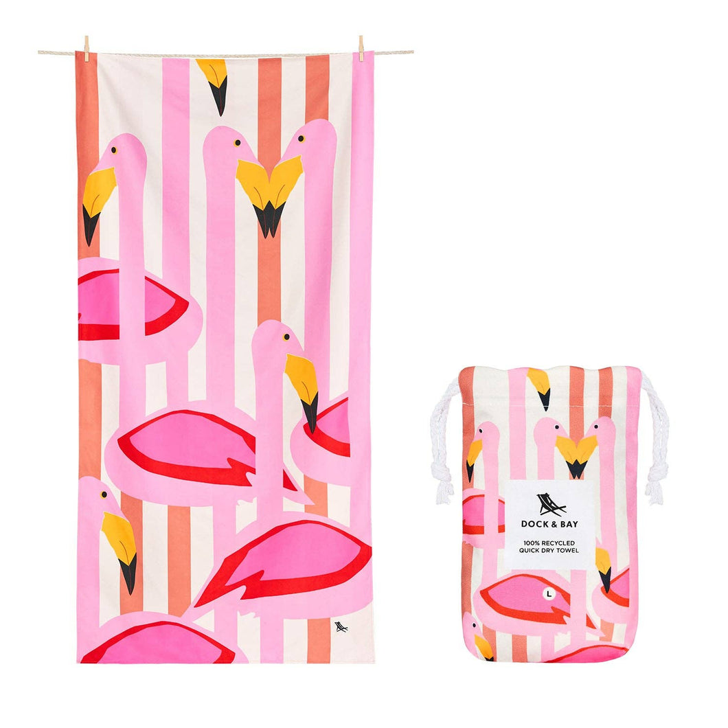 Dock & Bay Quick Dry Towels - Kids - Flamboyant Flamingos: Large (63x35