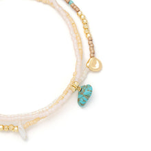 Load image into Gallery viewer, Mixed Media Wrap Bracelet/Necklace - Tranquility/Turquoise/Gold