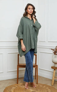 100% Linen Shirt REF. 2858: Duck Green