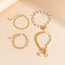 Load image into Gallery viewer, Pearl Mixed Chain Bracelet Set