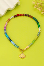 Load image into Gallery viewer, Rainbow Beaded Seashell Charm Necklace