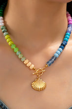 Load image into Gallery viewer, Rainbow Beaded Seashell Charm Necklace