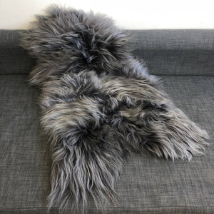 Swedish Sheepskin Rug Sheep Skin Throw - Slate Grey: L