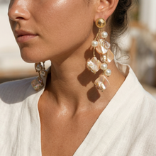 Load image into Gallery viewer, Seashell Pearl Drop Earrings