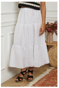 100% Linen Skirt REF. 8348: TOBACCO