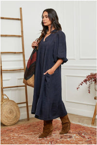 Navy Linen Dress
