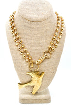 Load image into Gallery viewer, Flying Brass Bird Convertible Gold Chain Necklace
