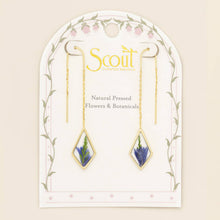 Load image into Gallery viewer, Pressed Flower Thread Earring - Purple Cornflower/Gold