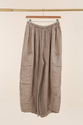 Taupe Textured Linen Pants