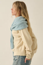 Load image into Gallery viewer, Prep Rally Two-Tone Shoulder-Wrap Sweater
