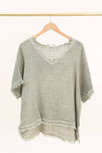 Load image into Gallery viewer, Raw Hem Linen Blouse
