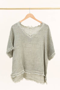 Raw Hem Linen Blouse