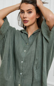 100% Linen Shirt REF. 2858: Duck Green