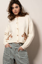Load image into Gallery viewer, Western Horse Graphic Ribbed Trim Crew Neck Cardigan: GREY / S/M-3:M/L-3