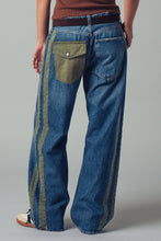 Load image into Gallery viewer, Wide-Leg Utility Stripe Denim Jeans