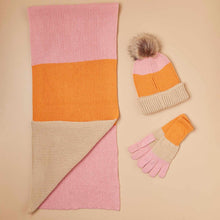Load image into Gallery viewer, CHELSEA ORANGE Color Block Knit Scarf