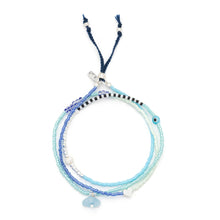 Load image into Gallery viewer, Mixed Media Wrap Bracelet/Necklace - Hope/Aquamarine/Silver