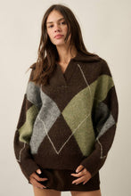 Load image into Gallery viewer, Crossing Paths Argyle Knit Collared Sweater