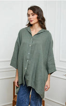 Load image into Gallery viewer, 100% Linen Shirt REF. 2858: Duck Green