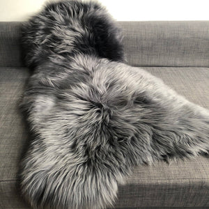 Swedish Sheepskin Rug Sheep Skin Throw - Slate Grey: L