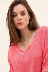 Raw Hem Linen Blouse