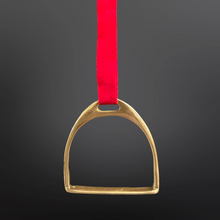 Load image into Gallery viewer, Equestrian Stirrup Iron Christmas Ornament : Gold/Red Ribbon
