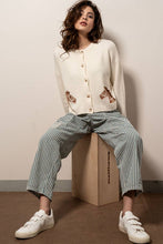 Load image into Gallery viewer, Western Horse Graphic Ribbed Trim Crew Neck Cardigan: GREY / S/M-3:M/L-3