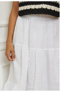 100% Linen Skirt REF. 8348: TOBACCO