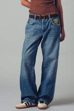Load image into Gallery viewer, Wide-Leg Utility Stripe Denim Jeans