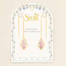 Load image into Gallery viewer, Pressed Flower Thread Earring - Pink Lace Flower/Gold
