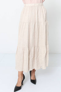 100% Linen Skirt REF. 8348: TOBACCO