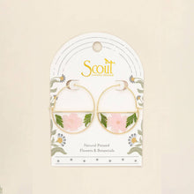 Load image into Gallery viewer, Pressed Flower Hoop Earring - Pink Cherry Blossom/Gold