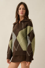 Load image into Gallery viewer, Crossing Paths Argyle Knit Collared Sweater