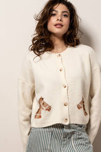 Load image into Gallery viewer, Western Horse Graphic Ribbed Trim Crew Neck Cardigan: GREY / S/M-3:M/L-3